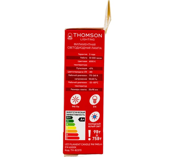 Светодиодная лампа THOMSON LED FILAMENT CANDLE 9W 900Lm E14 6500K TH-B2370