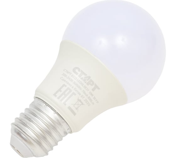 Светодиодная лампа СТАРТ в колбе лон, теплый свет FP ECO LEDGLSE27 10W 30 FP