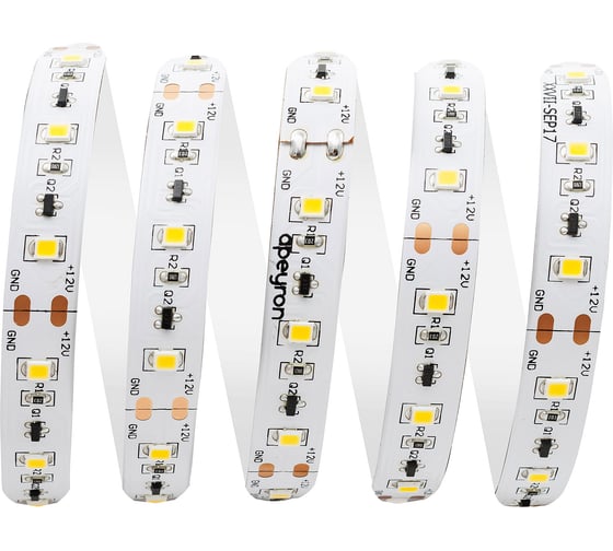 Светодиодная лента Apeyron 12В, 14,4Вт/м, smd2835, 60д/м, IP20, 1200Лм/м, подложка 10мм, 20м, 6500К 00-114