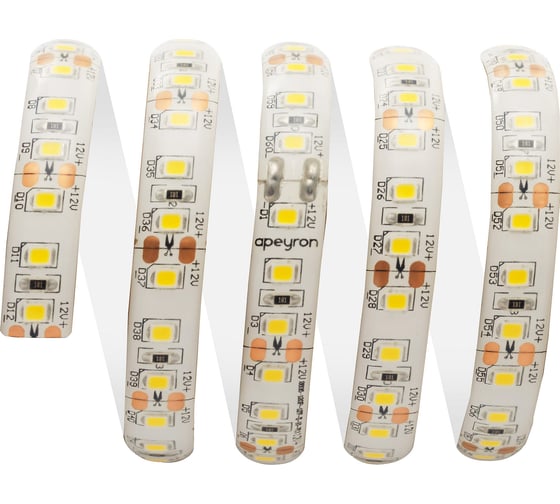 Светодиодная лента APEYRON 12В, 14,4Вт/м, smd2835, 5м, теплый белый 98