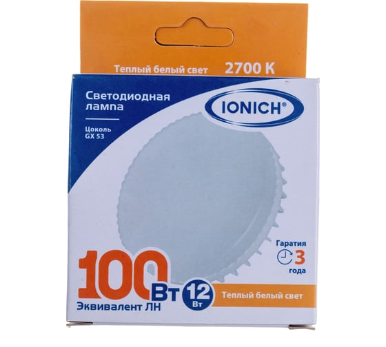 Светодиодная лампа IONICH ILED-SMD2835-12-1080-230-2.7-GX53 1138