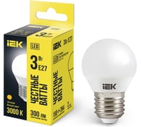 Светодиодная лампа IEK ECO G45 шар 3Вт 230В 3000К E27 LLE-G45-3-230-30-E27