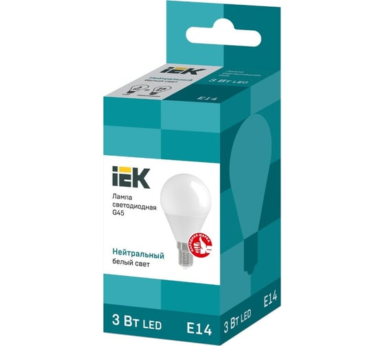 Светодиодная лампа IEK ECO G45 шар 3Вт 230В 4000К E14 LLE-G45-3-230-40-E14