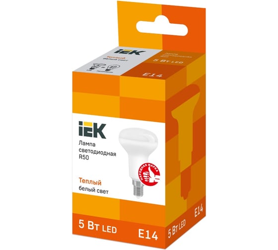 Светодиодная лампа IEK ECO R50 рефлектор 5Вт 230В 3000К E14 LLE-R50-5-230-30-E14