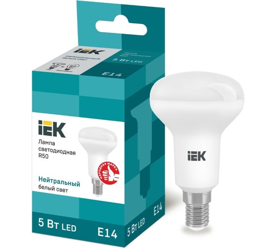 Светодиодная лампа IEK ECO R50 рефлектор 5Вт 230В 4000К E14 LLE-R50-5-230-40-E14