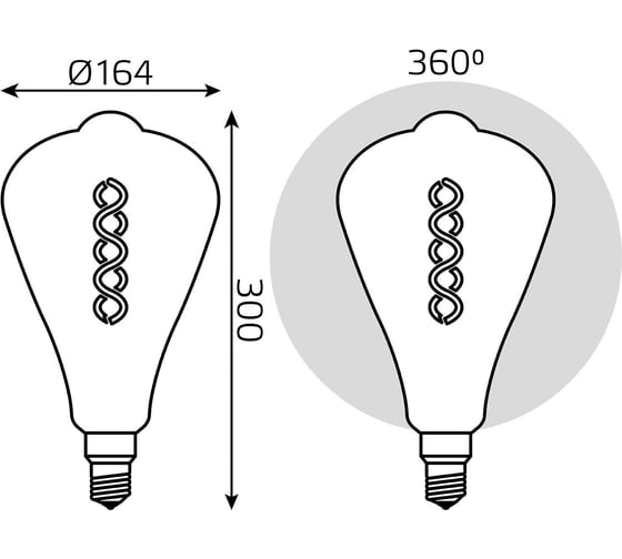 Лампа Gauss LED Filament ST164 E27 8.5W Amber 660lm 2000K 157802105