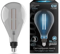 Лампа Gauss LED Vintage Filament Straight PS160 6W E27 290x160mm Gray 330lm 4000K 179802205