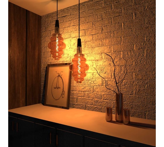 Лампа Gauss LED Vintage Filament Flexible BD200 6W E27 200x410mm Amber 2400K 158802006