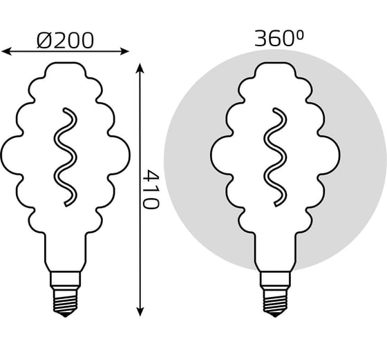 Лампа Gauss LED Vintage Filament Flexible BD200 6W E27 200x410mm Amber 2400K 158802006
