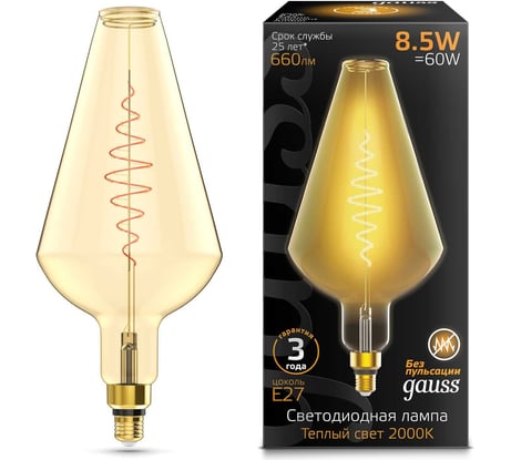 Лампа Gauss LED Filament Vase   E27 8.5W Amber 660lm 2000K 1/2 180802105