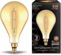 Лампа Gauss LED Vintage Filament Straight PS160 6W E27 160*290mm Amber 890lm 2700K 1/6 179802118