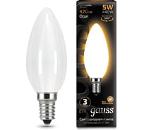 Лампа Gauss LED Filament Свеча OPAL E14 5W 420lm 2700К 1/10/50 103201105