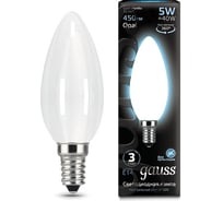 Лампа Gauss LED Filament Свеча OPAL E14 5W 450lm 4100К 1/10/50 103201205
