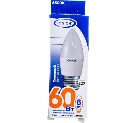 Светодиодная лампа IONICH свеча ILED-SMD2835-C37-6-540-230-6.5-E27 1533