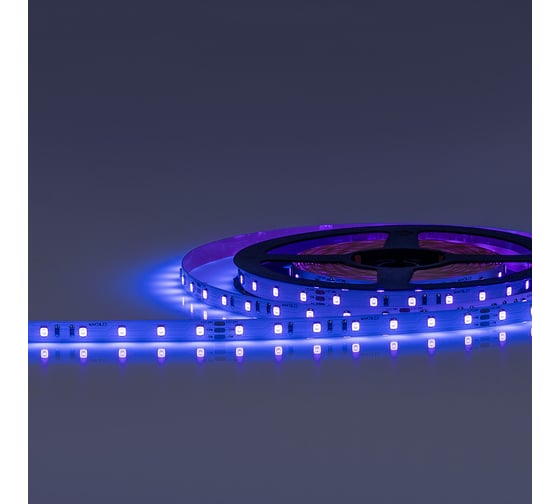 Светодиодная лента MAKSILED 5м, 24В, 5-15 Вт/м, 70SMD(2835)/м, IP20, ультрафиолетовый UV, 8мм, ML-R70-2835-MULTI-UV-S