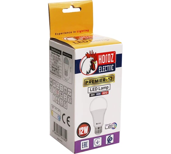 Светодиодная лампа HOROZ ELECTRIC PREMIER-1212W 3000K E27 175-250V 001-006-0012 HRZ00000017