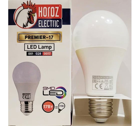 Светодиодная лампа HOROZ ELECTRIC PREMIER-17 17W 3000K E27 220-240V 001-028-0017 HRZ00002236