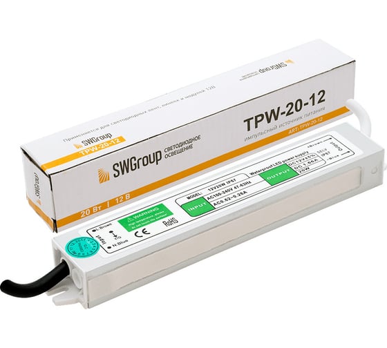 Блок питания SWG Al, TPW, 20W, влагозащитный, 12V, TPW-20-12 09-00900271 1