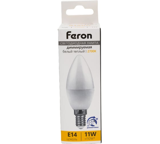 Лампа светодиодная FERON диммируемая LB-771 Свеча E14 11W 230V 2700K, 51055
