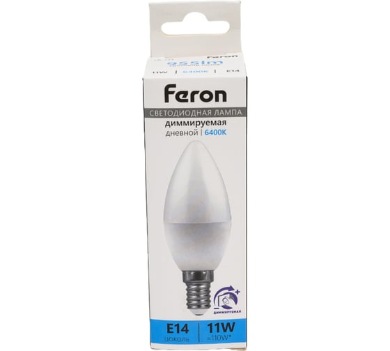Лампа светодиодная FERON диммируемая LB-771 Свеча E14 11W 230V 6400K, 51057