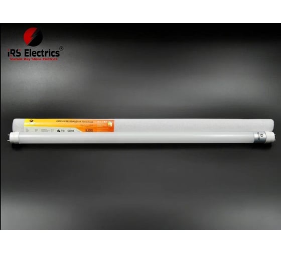 Лампа IRS Electrics типа т8, 11 вт. пластиковая колба, размеры 28x590 мм, цоколь g13, цветовая температура 6500 к, световой поток 1000 лм, холодный белый свет, 220-240в, 50 гц. ARD258876