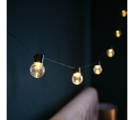 Светодиодная лофт-гирлянда Neon-Night 5м, черный ПВХ, 20 LED, теплое белое свечение 303-066