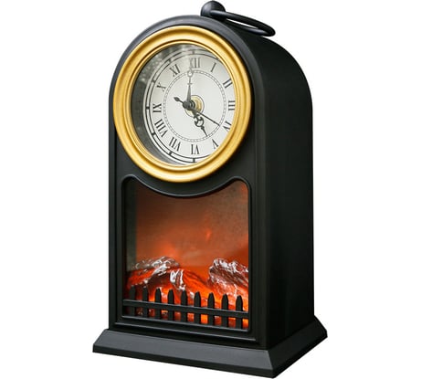 Светодиодный камин NEON-NIGHT Старинные часы с эффектом живого огня 14,7x11,7x25см USB 511-020