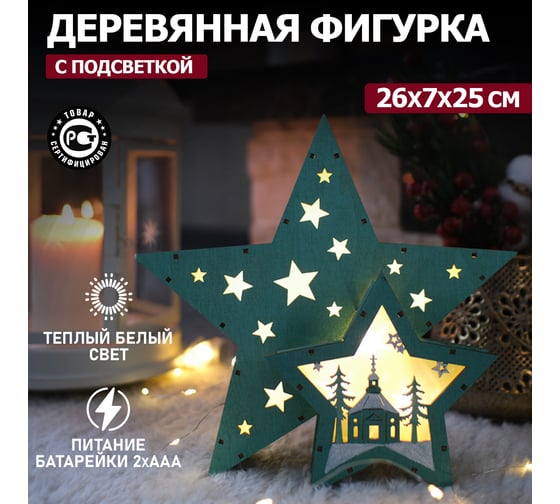 Деревянная фигура с подсветкой NEON-NIGHT Домик Звездочета бирюзовая 26х7х25см 504-019