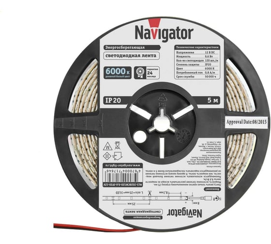 Лента Navigator СД 71 764 NLS-3528СW120-9.6-IP20-12V R5 5 м 71764