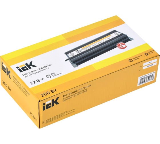 Драйвер IEK LED, ИПСН-PRO, 200Вт, 12В блок-шнуры IP67 LSP1-200-12-67-33-PRO