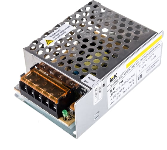 Драйвер IEK LED, ИПСН-PRO, 25Вт, 12В блок-клеммы IP20 LSP1-025-12-20-33-PRO