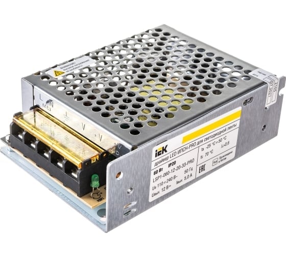 Драйвер IEK LED, ИПСН-PRO, 40Вт, 12В блок-клеммы IP20 LSP1-040-12-20-33-PRO