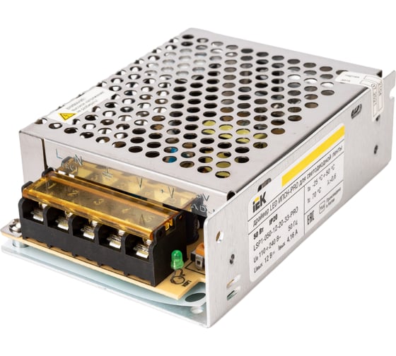 Драйвер IEK LED, ИПСН-PRO, 50Вт, 12В блок-клеммы IP20 LSP1-050-12-20-33-PRO