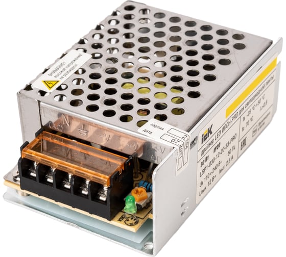 Драйвер IEK LED, ИПСН-PRO, 30Вт, 12В блок-клеммы IP20 LSP1-030-12-20-33-PRO