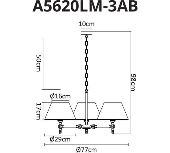 Подвесной светильник Arte Lamp A5620LM-3AB