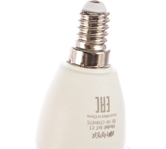 Умная LED лампочка HIPER WiFi 2.4 ГГц, E14, AC 220-250В, 2700K-6500K, A+, 520 лм HI-C1W