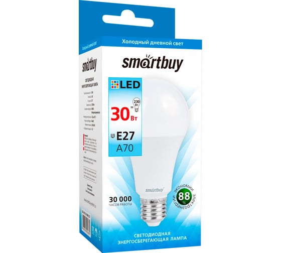 Светодиодная лампа Smartbuy LED A70-30W/6000/E27 SBL-A70-30-60K-E27