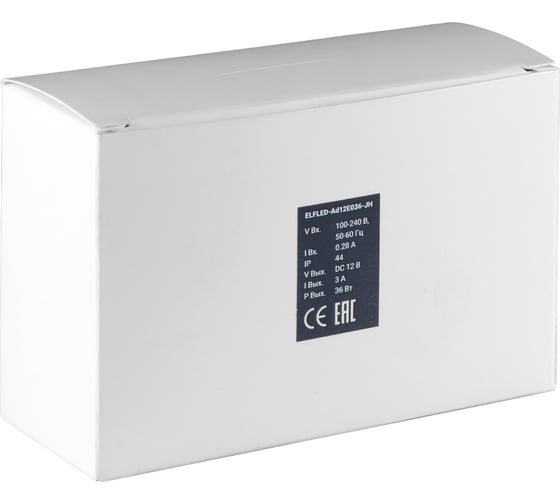 Адаптер сетевой ELF LED 12В, 3A, 36W (черный корпус) со штекером 5,5мм ELFLED-Ad12E036-JH