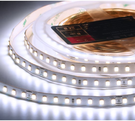 Лента светодиодная ELF LED PRO140, 128/м (2835), 24В, 12Вт/м, 5м, белый 6500-7000К ELFLED-24128-PRO140w