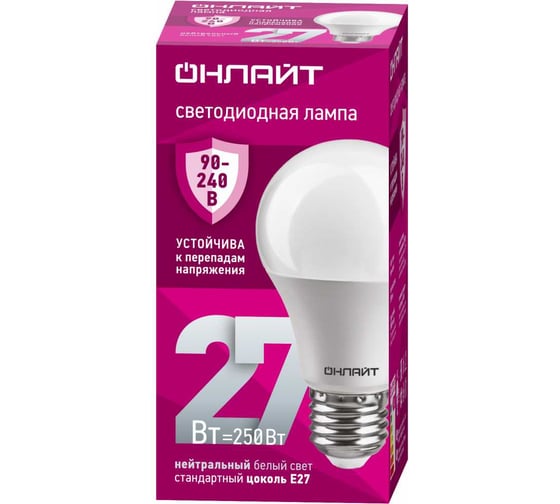 Лампа ОНЛАЙТ 90 407 OLL-A60-27-230-4K-E27 (PRO 90-240 В) 90407
