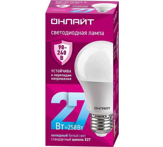 Лампа ОНЛАЙТ 90 408 OLL-A60-27-230-6.5K-E27 (PRO 90-240 В) 90408