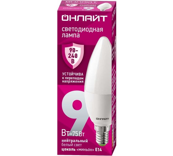 Лампа ОНЛАЙТ 90 411 OLL-C37-9-230-4K-E14-FR (PRO 90-240 В) 90411