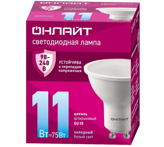 Лампа ОНЛАЙТ 90 436 OLL-PAR16-11-230-6.5K-GU10 (PRO 90-240 В) 90436