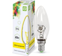 Лампа накаливания ASD Свеча, B35, 60Вт, 230В, Е14, прозрачная, 630Лм 4607177995045