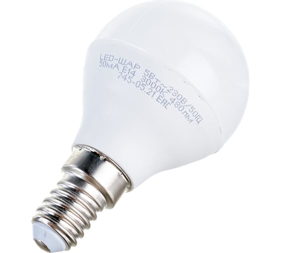 Светодиодная лампа ASD LED-ШАР-std 5Вт, 230В, Е14, 3000К, 450Лм 4690612002125