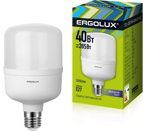Светодиодная лампа Ergolux LED-HW-40W-E27-6K 40Вт, E27, 6500К 172-265В 13555 1