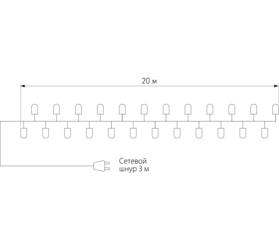 Новогодняя гирлянда нить Eurosvet 400-102, теплый белый a044077