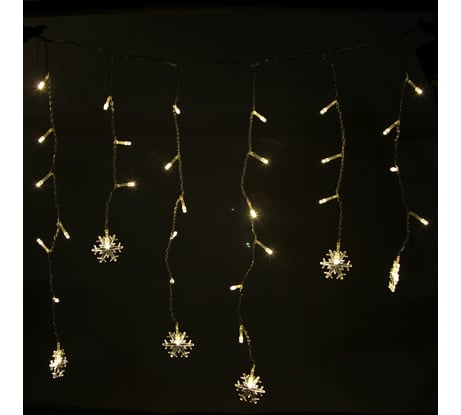 Гирлянда Бахрома SHLights со снежинками 1,7х0,5м 100 светодиодов, теплый белый DICLD-100WW-C