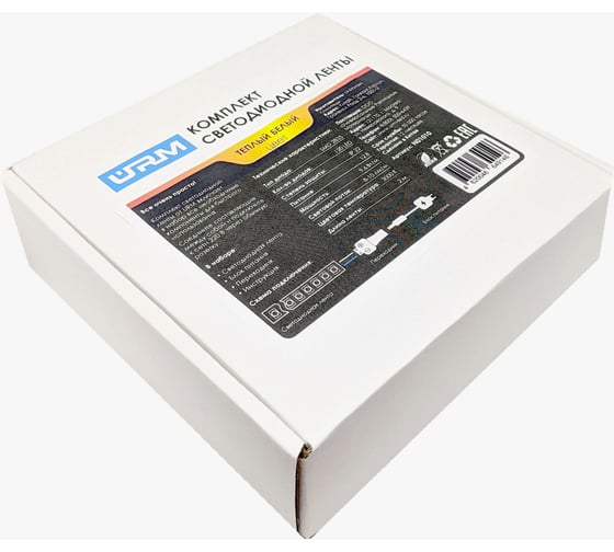 Комплект светодиодной ленты URM, 120 LED, 12 В, 9.6 Вт, IP22, теплый белый, 2М N01010
