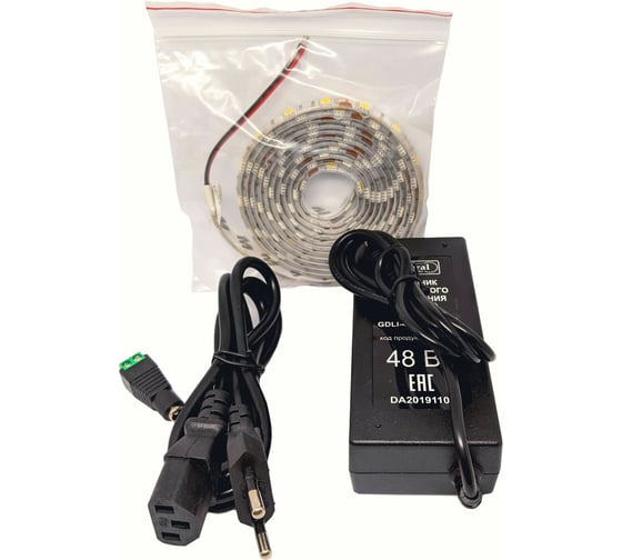 Комплект светодиодной ленты URM, 60 LED, 12 В, 14.4 Вт, IP65, теплый белый, 2М N01012